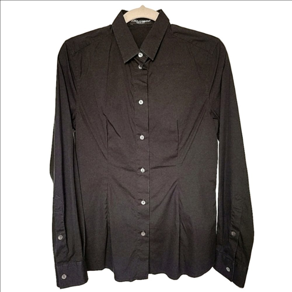 Vintage Dolce & Gabbana Minimalist Button Down Shirt Long Sleeves Black EU42
